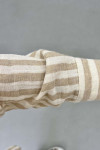 Sare Fashion Striped Muslin Shirt with Pocket Detail Beige