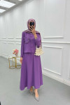Sare Fashion Pocket Detailed Skirt Suit Lilac