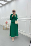 Sare Fashion Pocket Detailed Skirt Suit Green
