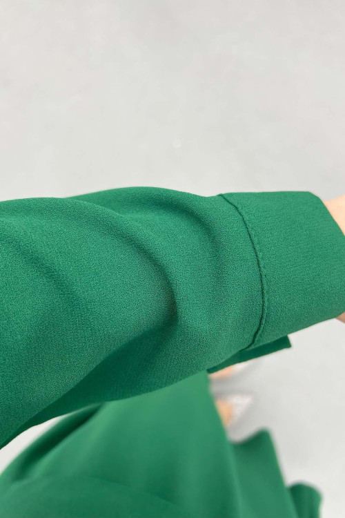 Sare Fashion Pocket Detailed Skirt Suit Green
