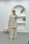 Pocket Detailed Shirt Set Stone
