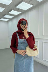Sare Fashion Denim Vest Dress with Pocket Detail Blue