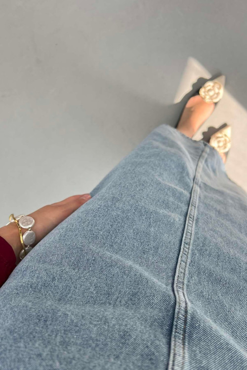 Sare Fashion Denim Vest Dress with Pocket Detail Blue