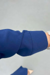 Sare Fashion Pocket Detailed Front Tie Two Piece Suit Navy Blue