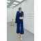 Sare Fashion Pocket Detailed Front Tie Two Piece Suit Navy Blue