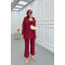 Sare Fashion Pocket Detailed Front Tie Two Piece Suit Claret Red