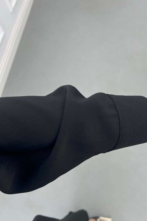 Sare Fashion Pocket Detailed Front Tie Two Piece Suit Black