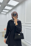 Sare Fashion Pocket Detailed Front Tie Two Piece Suit Black