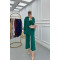 Sare Fashion Pocket Detailed Front Tie Two Piece Suit Benetton Green