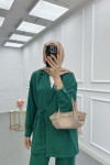 Sare Fashion Pocket Detailed Front Tie Two Piece Suit Benetton Green