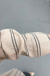 Sare Fashion Oversize Striped Shirt with Pocket Detail Beige
