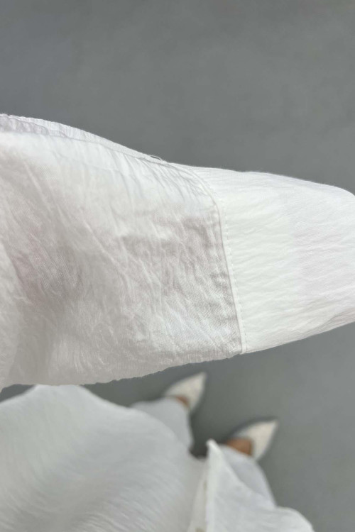 Pocket and Collar Stoned Shirt White