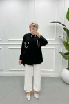 Pocket and Collar Stoned Shirt Black