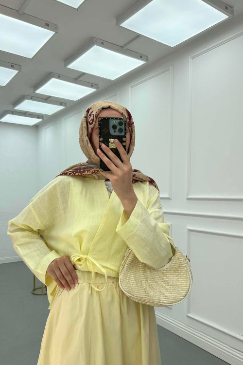Sare Fashion Pocket Elastic Waist Pop Skirt Yellow