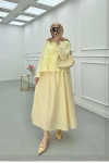 Sare Fashion Pocket Elastic Waist Pop Skirt Yellow