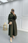 Pocket Pleated Skirt Suit Khaki