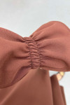 Pocketed Pleated Skirt Suit Brown