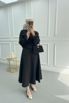 Pocket Pleated Skirt Suit Black