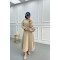 Pocketed Pleated Skirted Suit Stone