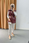 Leather Vest with Pockets Cherry Brown