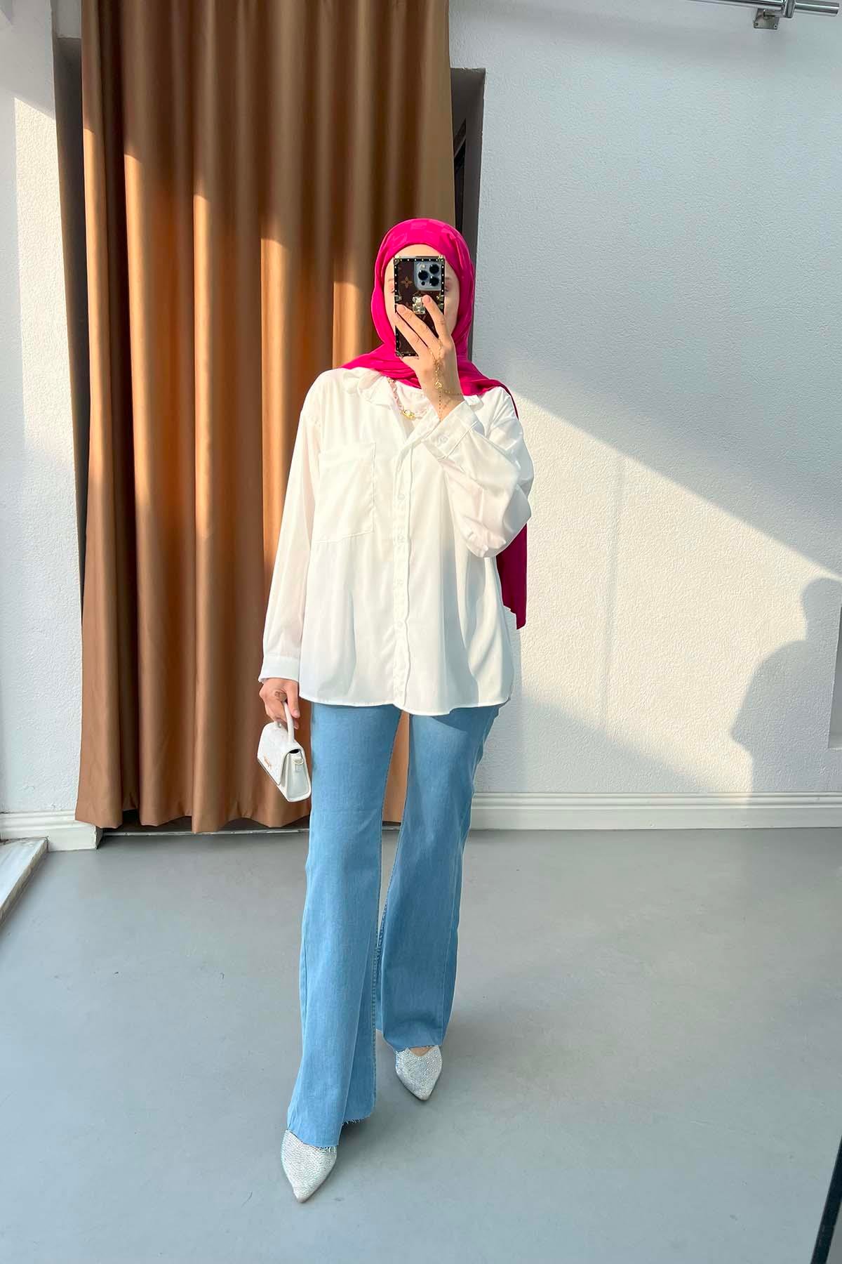 Sare Fashion Pocket Shirt White