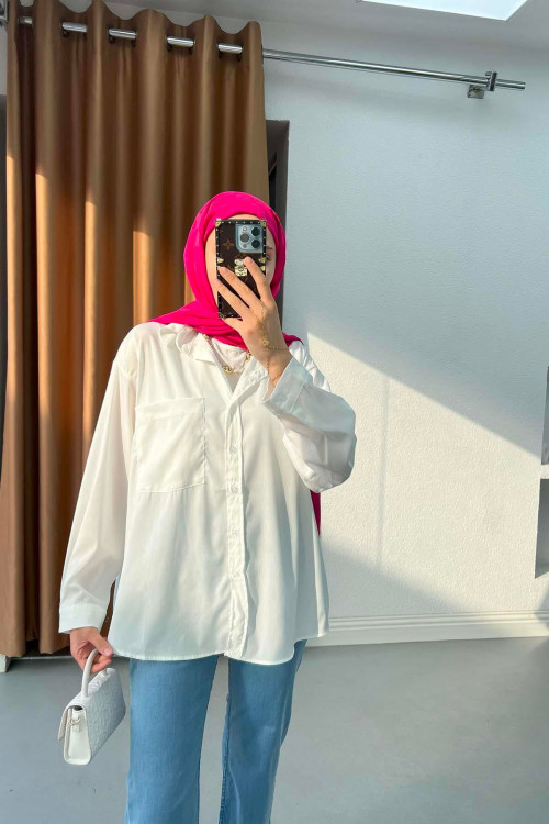 Sare Fashion Pocket Shirt White
