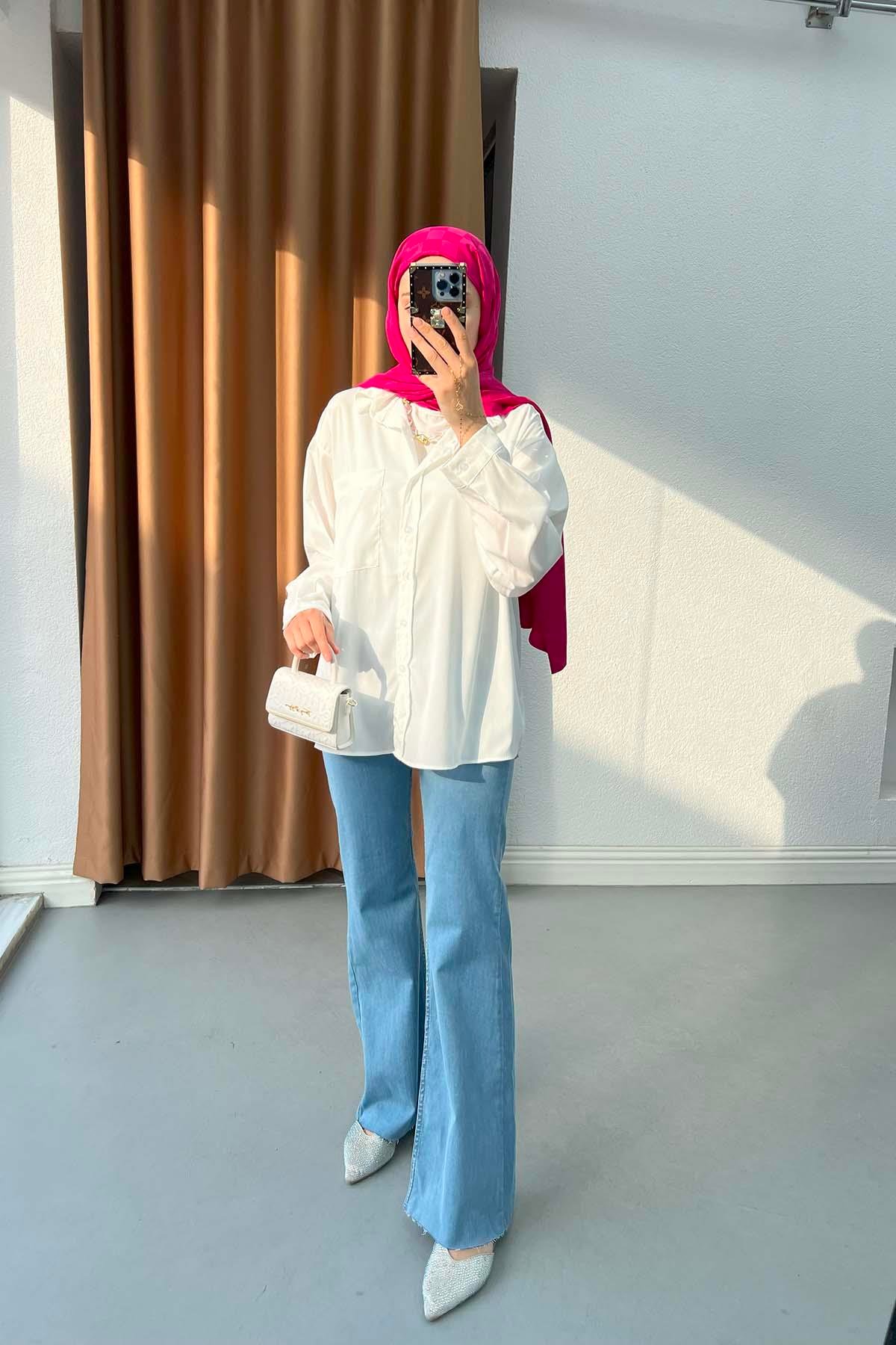 Sare Fashion Pocket Shirt White