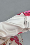Sare Fashion Floral Patterned Lined Belted Satin Dress Fuchsia