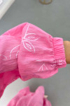 Sare Fashion Flower Pattern Button Detail Dress Pink