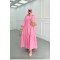 Sare Fashion Flower Pattern Button Detail Dress Pink