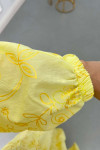 Sare Fashion Flower Pattern Button Detail Dress Yellow