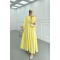 Sare Fashion Flower Pattern Button Detail Dress Yellow