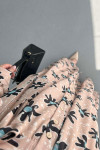 Sare Fashion Floral Pattern Belt Detailed Dress Beige