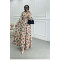 Sare Fashion Floral Pattern Belt Detailed Dress Beige