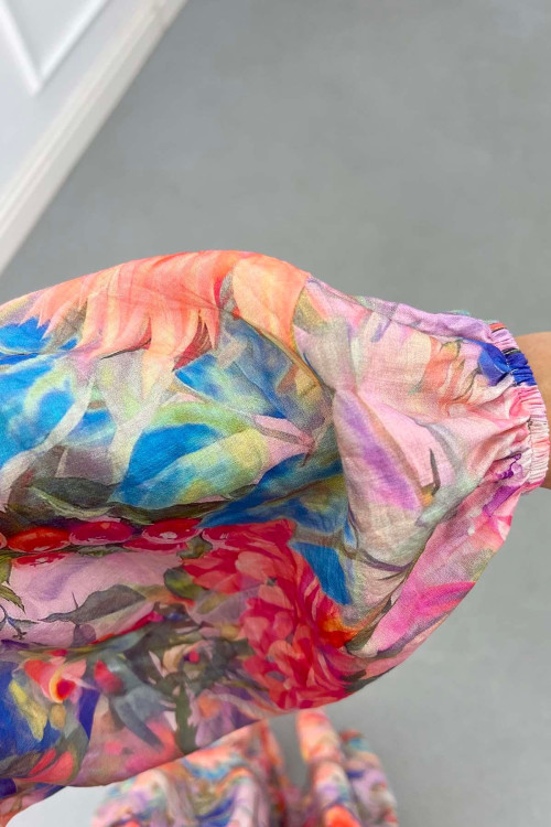 Sare Fashion Floral Pattern Mango Dress Lilac