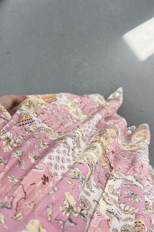 Sare Fashion Floral Pattern Mango Dress Pink Sare Fashion Floral Pattern Mango Dress Pink