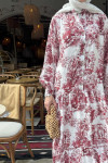 Sare Fashion Floral Pattern Viscose Dress Claret Red
