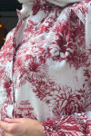 Sare Fashion Floral Pattern Viscose Dress Claret Red