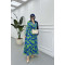 Sare Fashion Floral Patterned Viscose Dress Green-Blue