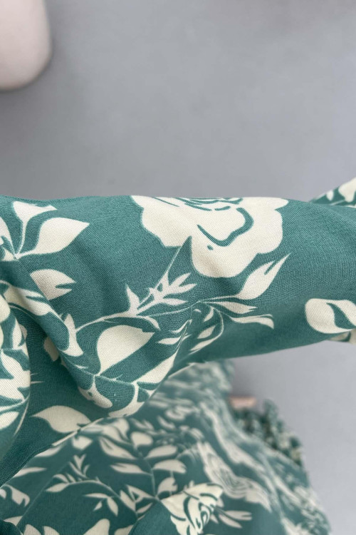 Sare Fashion Floral Patterned Viscose Dress Green