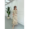 Sare Fashion Floral Patterned Tie Dress Brown
