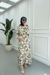 Sare Fashion Floral Patterned Tie Dress Blue