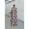 Sare Fashion Floral Patterned Button Detail Dress Purple