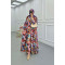 Sare Fashion Floral Patterned Button Detailed Dress Orange