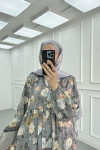 Sare Fashion Floral Patterned Dress Gray