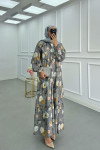 Sare Fashion Floral Patterned Dress Gray