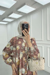 Sare Fashion Floral Patterned Dress Brown