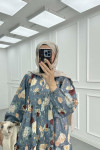Sare Fashion Floral Patterned Dress Blue