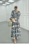 Sare Fashion Floral Patterned Dress Blue