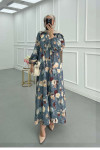 Sare Fashion Floral Patterned Dress Blue